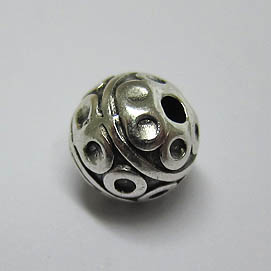Metall-Perle rund verziert 8mm silber